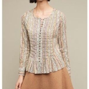 MAEVE Anthropologie  Gelise Pleated Floral Top